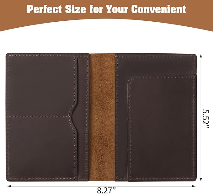 Jack&Chris Leather Passport Holder, Handmade Passport cover, Travel Wallet Cover Case for Men and Women, Leather Travel Documents Organizer Protector, JC107