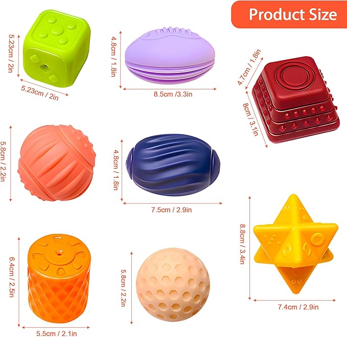 Sensory Balls for Baby, Soft Textured Multi Sensory Toys Montessori Toys for Babies Toddler Ball Toys Gift Set BPA Free Montessori Infant Baby Toys 6 to 12 Months