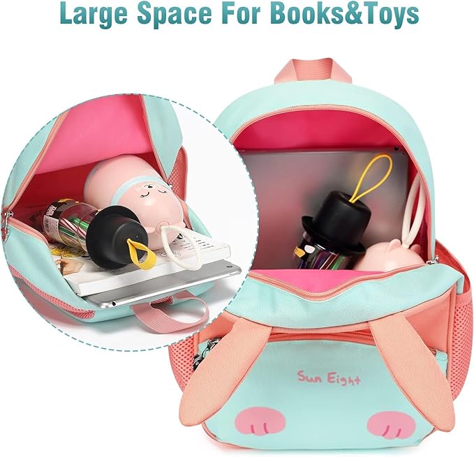 SUN EIGHT Cute Toddler Backpack Toddler Bag 3D Cartoon Mini Travel Bag for Baby Girl Boy 2-6 Years