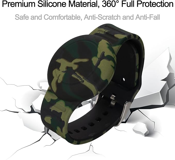 4 Pack Waterproof AirTag Bracelet for Kids, Hidden Printed Wristband for Apple Air Tag, Silicone AirTag Holder GPS Tracker Case for Band for Child Toddler, Secure Anti-Lost Protection
