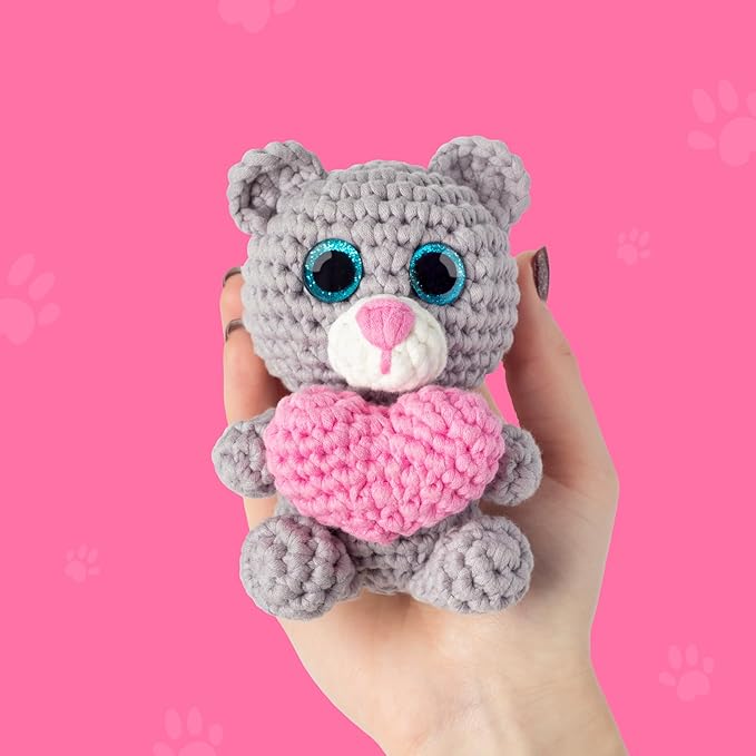 Cookie Box Crochet Kit for Beginners - Learn to Craft Amigurumi Stuffed Animals - Knitting Gift for Kids and Adults - Beginner-Friendly Yarn - Stitch-by-Stitch Video Tutorial - Bear Ted