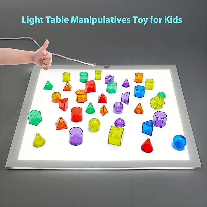3D Geometric Solids 60 Pcs for Kids Translucent Geometric Shapes for Geometry Beginnings,Light Table Manipulatives Toy Math Helper School Supplies