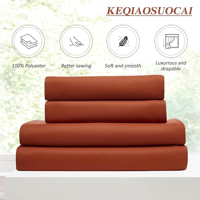 KEQIAOSUOCAI 96 Inch Copper Burnt Orange Blackout Curtains for Living Room 2 Panels Sets,Pinch Pleat with Hooks, Thermal Pleated Window Drapes Boho Rustic 70s Curtain for Bedroom W40 x L96