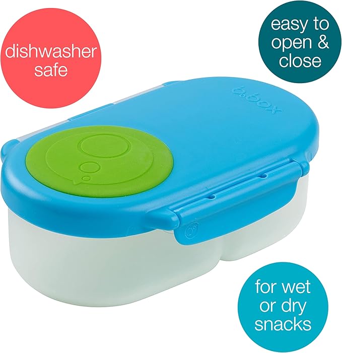 b.box Snackbox | Mini Bento Lunch Box with 2 Leakproof Compartments | Ideal for Toddlers, Kids Lunch & Snacks | Fits Whole Piece of Fruit | BPA Free - Ocean Breeze
