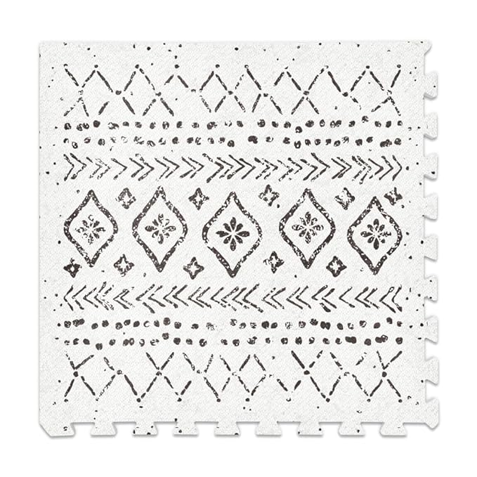 Baby Play Mat for Floor – 4x6ft Boho | Soft Non Toxic Premium EVA Foam Tiles for Tummy Time, Crawling & Playroom – Waterproof Interlocking Floor Mat for Babies & Toddlers by Lillefolk (6 Tiles)
