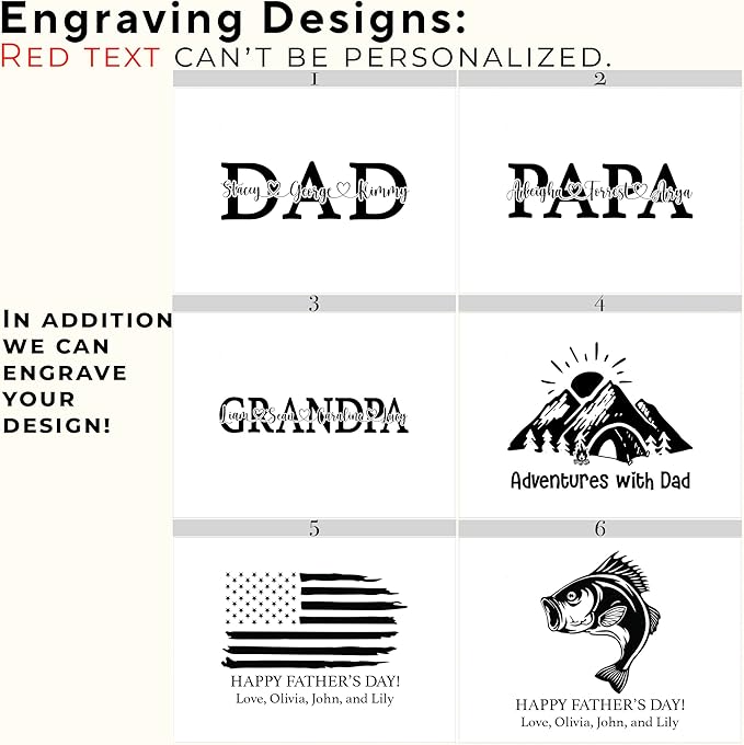 Dad Box with Kids Names - Custom Keepsake Box for Memories with Engraved Children Names, Personalized Fathers Gifts from Daughter/Son/Family, Birthday Gifts for Dad from Kids, 11.5x8.5x5.5 in