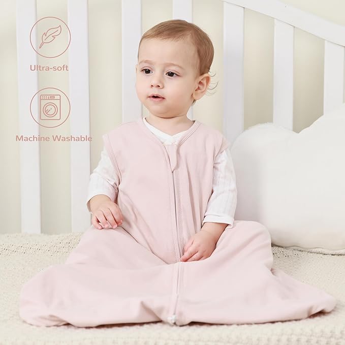 JELLYMONI Baby Sleep Sack 6-12 Months 100% Cotton Wearable Blanket, 0.5 TOG Soft Lightweight Toddler Sleeping Sack 3 Pack 2-Way Zipper Newborn Sleep Sacks
