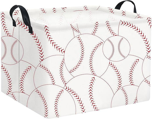 HIYAGON Rectangular Baseball Basket Kids Baby Nursery Storage Basket for Boys Baseball Room Decor Cute Toy Storage Organizer Bins Bedroom(Baseballs)