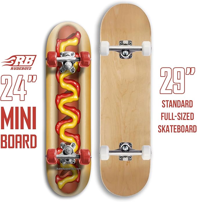 24 inch Rude Boyz Mini Cruiser Skateboard - Aluminium Trucks - Kids Skateboard Ages 5-8 Beginner - Skateboards for Kids