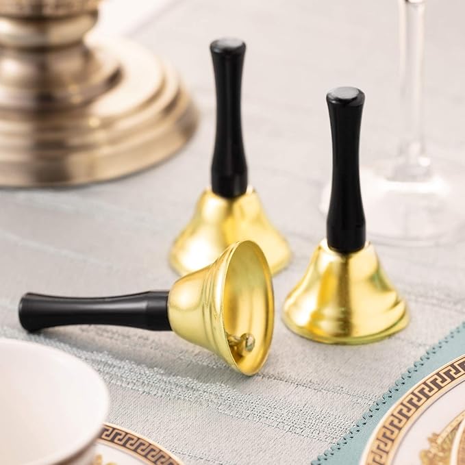 Boao 12 Pieces Metal Hand Bells Music Service Hand Bells Musical Instruments Percussion for Christmas Party Supplies(Gold)
