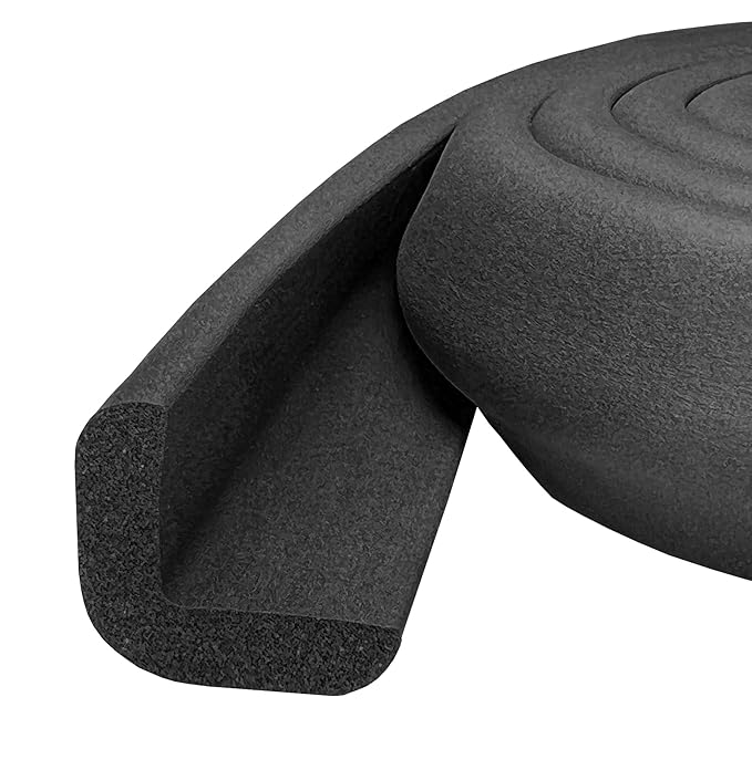 Kidkusion Baby Proof Edge Guards for Safety | Made in The USA | 48 Feet | Black | Edge Protectors for Furniture, Tables, Fireplaces | Heavy Duty Tape Included