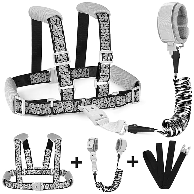 Accmor Toddler Harness Leash, Reflective Kid Harness with Anti Lost Wrist Link, Child Walking Harness Kids Leash Wristband Belt with Lock for Baby Boys Girls to Outdoor Travel