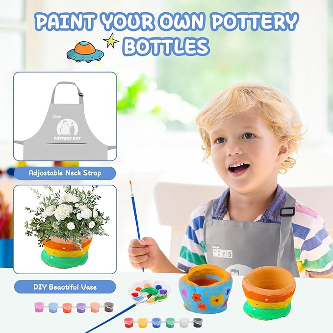 deAO Pottery Wheel for Kids Complete Painting Set for Beginners Mini Pottery Wheel Kit with Air Dry Clay Tools, Arts & Crafts Clay Wheel Toys Birthday Gifts for Girls Boys Age 3+ (Blue)