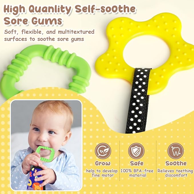 URMYWO Tummy Time Toy - Black and White High Contrast Baby Toys for Newborn - Baby Visual Stimulation Mirror - Montessori Sensory Crinkle Toy for Infant 0-3-6-12 Months - Shower Gift for Boy Girl