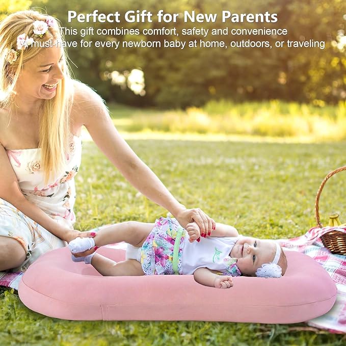 Baby Lounger, Baby Lounger for Newborn 0-12 Months, Portable Infant Lounger Soft Cotton Breathable for Home & Travel (Brown)