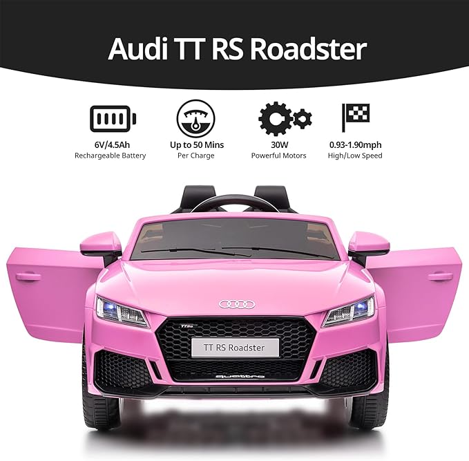 Electric Car for Kids, Licensed Audi 6V Kids Ride on Car Toy for Toddlers with Remote - Pink