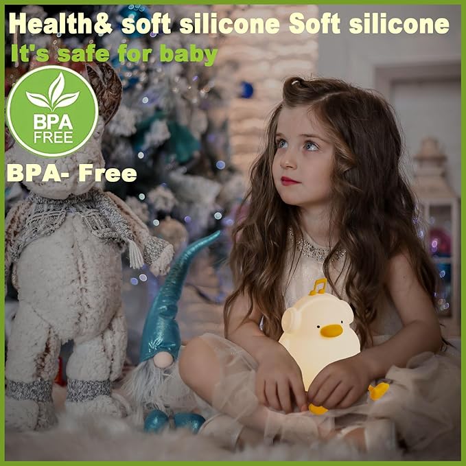 DREAMING MY DREAM Cute Duck Night Light,LED Squishy Novelty Duck Lamp,3 Level Dimmable Soft Silicone Nursery Nightlight,Night Light for Toddler Baby Kids Decor,Cool Gifts for Duck