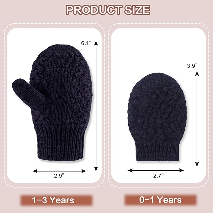Baby Knit Mittens Toddler Boys Girls Gloves Winter Infant Newborn No Scratch Mitten 0-3 Years