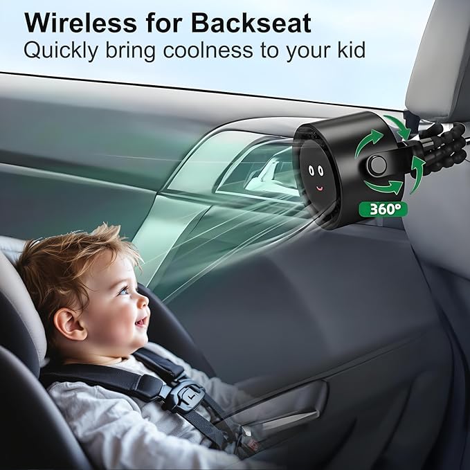 5000mAh Portable Stroller Fan with LCD Display, 5-Speed, Rechargeable Battery Operated, 360° Rotation, Tripod Clip, 17-Hour Battery Life for Carseat, Strollers, Cribs, Wheelchairs, Bedrooms & Travel