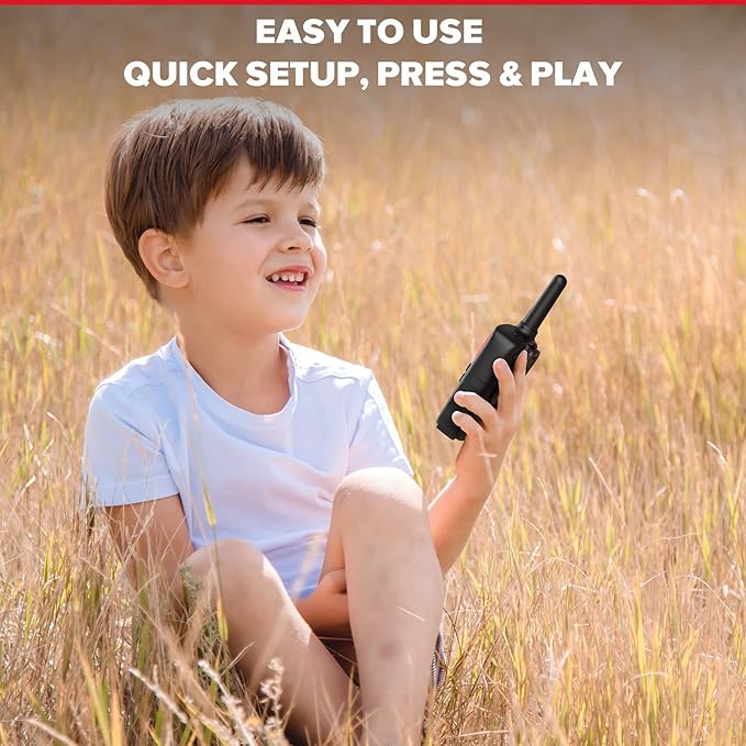 Wishouse Walkie Talkies for Kids Adults - Long Range Rechargeable 2 Way Radios,Gift,Hiking Accessories Camping Gear with Lamp,SOS Siren,NOAA Weather Alert,VOX,Easy to Use Red Blue 2 Pack