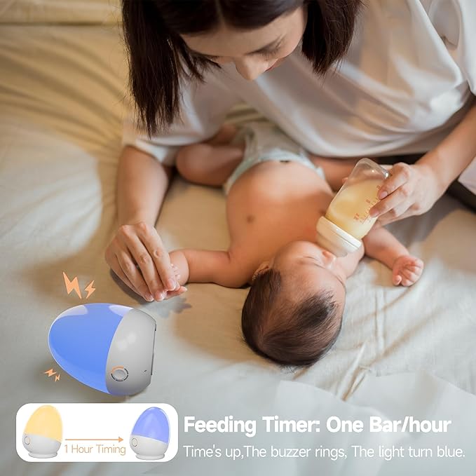 Touch Egg Night Light for Baby Nursery, Rechargeable Portable Kids Nightlight Lamp with 1-6H Feeding Timer, 3 Color Temperatures Dimmable, Ideal for New Moms of Toddlers