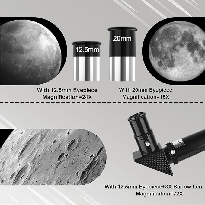 Telescope for Adults & Kids, 70mm Aperture 300mm Refractor Telescope, Portable Travel Refractor Telescopes for Astronomy Beginners with Tripod, Phone Adapter