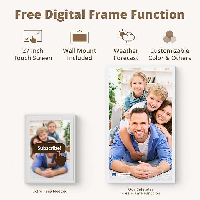 Dragon Touch 27 inch Digital Calendar Chore Chart – Interactive Touchscreen, Smart Family Planner, Hearth Display Desk Digital Calendar Seamless Scheduling