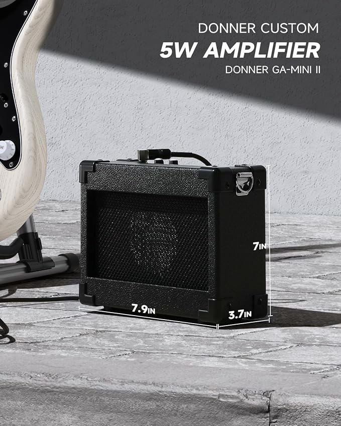 DONNER DST-80 Electric Guitar 39” Beginner Electric Guitar Kit with Amp, Classic SSS Pickup Complete with Gig Bag, Tuner, Capo, Strap, Picks, and Free Online Lessons, Bone White