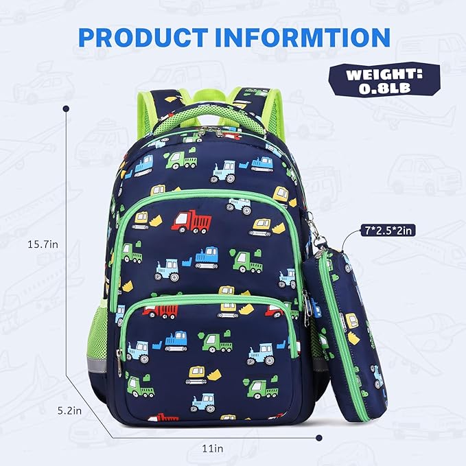 mygreen 3PCS Kids Backpack Set - Waterproof Bookbag with Lunch Box for Boys Ages 3-12, Adorable Cartoon Prints for School & Outdoor Use Black Soccer