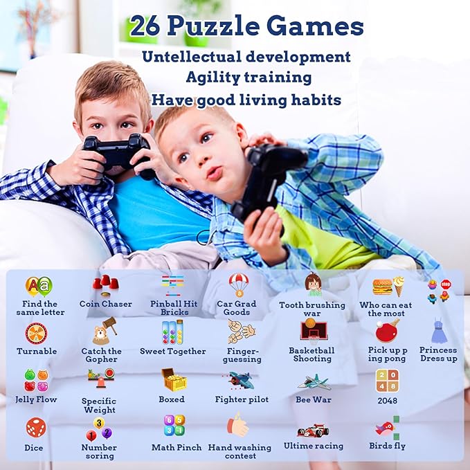 Goodatech Smart Watch for Kids 4-12 Years Boys Girls, 26 Puzzle Games,Camera,Video Music Player,Pedometer,Flashlight,Alarm Clock, Learning Education Toys Gifts (Blue)