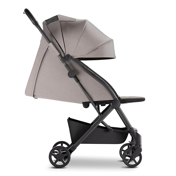 Mompush Lithe V2 Lightweight Travel Stroller, Compact Foldable Baby Stroller with Travel Bag, One-Hand Fold Stroller, Snack Tray, Mechanical Recline Seat, Airplane-Ready, UPF 50+ Canopy & Rain Cover