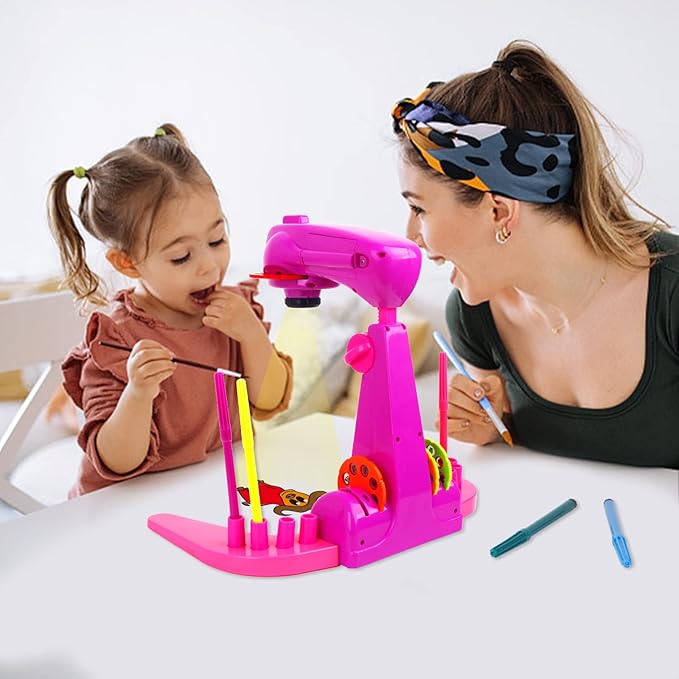 Kids Projection Drawing Toy,Smart Drawing Projector Toys，Trace and Draw Projector for Kids,with 32cartoon patters and 12color Brushes, Kid Learn to Draw and Sketcher (Pink)
