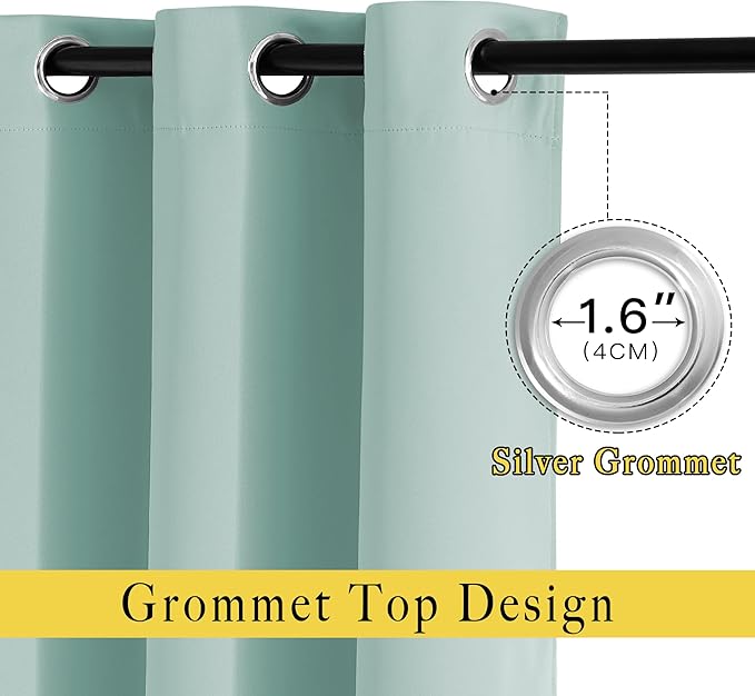 NICETOWN Aqua Blue Room Darkening Curtain Panels - Window Treatment Thermal Insulated Grommet Room Darkening Curtains/Drapes for Bedroom (2 Panels, 52 by 54, Aqua)