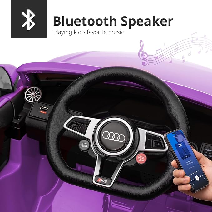 Electric Car for Kids, Licensed Audi 6V Kids Ride on Car Toy for Toddlers with Remote - Purple