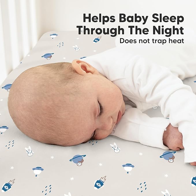 KeaBabies 2-Pack Organic Crib Sheets for Boys, Girls - 52x28 Fitted Crib Mattress Sheet Neutral, Breathable Jersey Cotton Cover for Baby Bed, Toddler Mattress, Soft & Cute Prints (Cosmo)