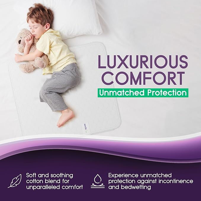 Incontinence Bed Pads - 4 Pack 24” x 36” Reusable Waterproof Mattress Protectors - Highly Absorbent, Machine Washable - for Children, Pets and Seniors - Assorted Colors - Royal Care
