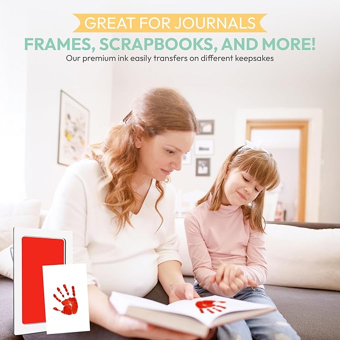 Clean Touch Ink Pad for Baby Handprints and Footprints – Inkless Infant Hand & Foot Stamp – Safe for Babies, Doesn’t Touch Skin – Perfect Family Memory or Gift – Red Print Kit by Tiny Gifts