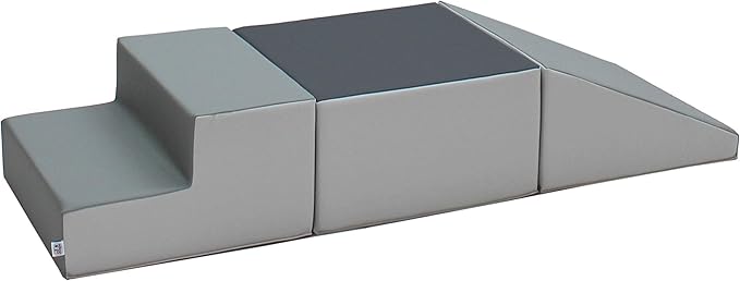 Factory Direct Partners 11618-GYLG SoftScape Toddler Playtime Climber, Indoor Active Play Structure (3-Piece Set) - Gray/Light Gray