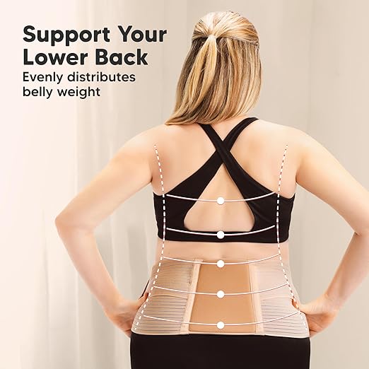 2-in-1 Maternity Belly Bands for Pregnant Women - Easy to Use Pregnancy Belly Support Band for Back, Pelvic, Hip, Adjustable Maternity Belt Support, Comfortable & Soft (Classic Ivory, One Size)