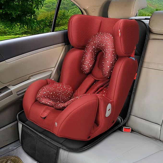 Car Seat Protector 1 Pack Car Seat Cushion Mat Thickest Padding,Waterproof 600D Fabric Car Seat Covers for Non-Slip Backing Mesh Pockets for Baby and Pet (Gray, 1 Pack)