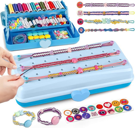 Cmiolacuna Friendship Bracelet Making Kit for Girls, 3-Layer Storage Box Arts and Crafts Bracelets Jewelry String Maker Kit Ages 8-12,Best Christmas Birthday Gift for Girls 6 7 8 9 10 11 12 Year Old