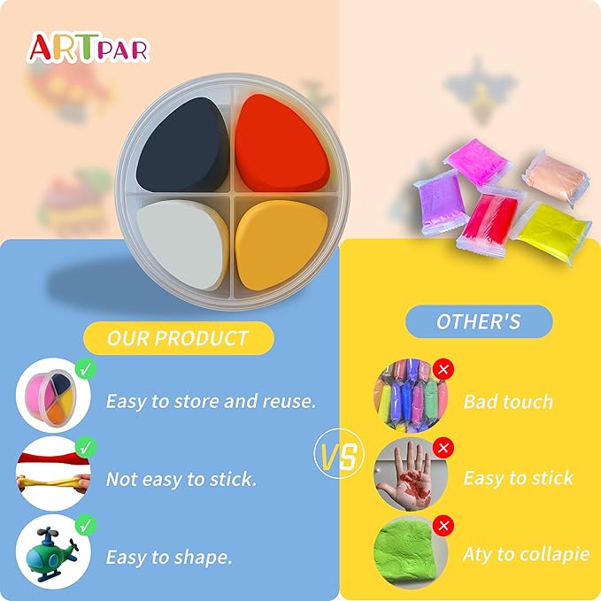 Kids Air Dry Clay Kit,12 Pack Traffic Modeling Magic Clay Sculpting Set | Ultra Light Non-Toxic DIY Art & Crafts School Classroon Projects,Home Party Favors Supplies for Boys Girls Adults