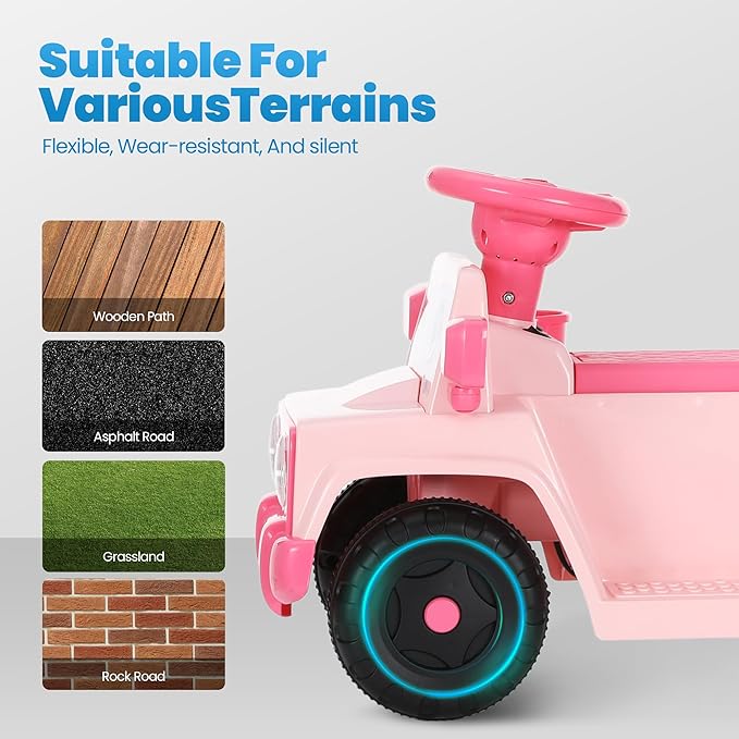 6V Toddler Ride On Car Interactive Electric Car with Horn LED Front Light Rear Storage Ocean Theme Perfect for Boys & Girls 18+ Months Safe Fun and Exciting for Little Explorers(Pink Ocean)