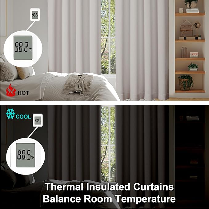 Simplebrand Ava Natural Blackout Curtains for Bedroom, 72 Inch Length, 2 Panels Set, Privacy Thermal Insulated Rod Pocket Window Curtains for Patio, French Door, W40 x L72 Inch