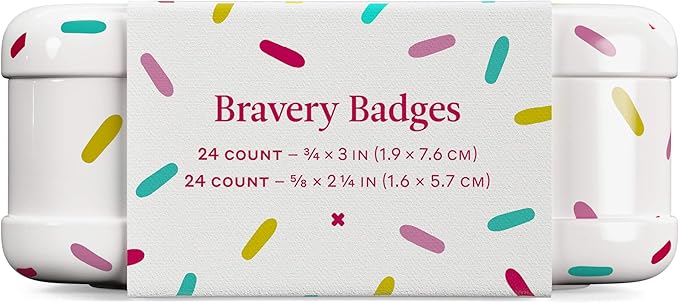 Welly Bandages | Adhesive Flexible Fabric Bravery Badges | Assorted Shapes for Minor Cuts, Scrapes, and Wounds | Colorful and Fun First Aid Tin | Ice Cream Patterns - 48 Count