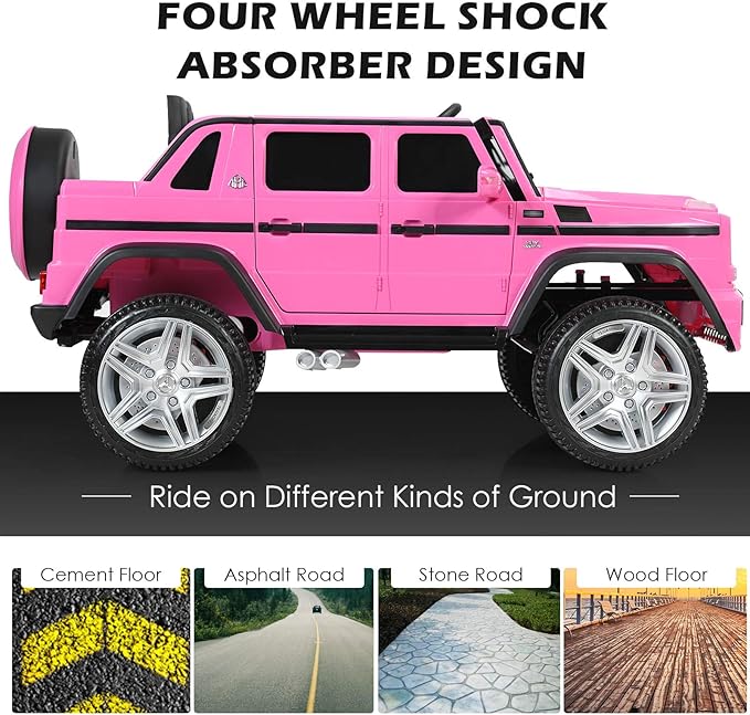 Costzon Ride on Car, Licensed Mercedes-Benz Maybach, 12V Battery Powered Vehicle Toy w/ 2 Motors, Remote Control, 3 Speeds, Lights, Horn, Music, Aux, Storage, Truck, Electric Car for Kids (Pink)