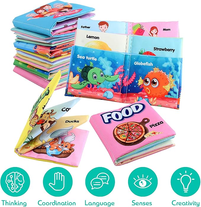 Baby Books, Soft Baby Book,Cloth Baby Books,Baby Books 0-6 Months, Cloth Baby Books,Infant Books,Soft Books for Babies,Best Baby Books, Pack of 6 Books for Baby,Size: 4x4 inch,Soft Baby Book