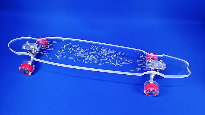Clear Longboard Skateboard - Transparent Acrylic Long Boards with Light-Up LED Wheels for Smooth Rides - Ride The Streets in Style with Longboard Built for Beginners & Pros Alike
