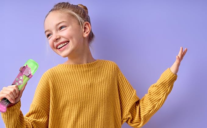 eKids Wicked Karaoke Microphone for Kids, Bluetooth Microphone Includes Built-in Music and Light Show, Designed for Fans of Wicked Toys