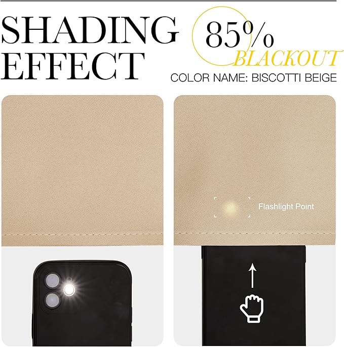 NICETOWN Bedroom Curtains Room Darkening Drapes - Biscotti Beige Curtains/Panels for Bedroom, Grommet Top, 2-Pack, 52 x 45 inches Long, Thermal Insulated, Privacy Assured
